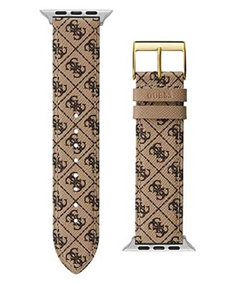 GUESS Mens smartwatch band compatible with Apple watch (42MM-44MM), Chocolate Brown, Modern