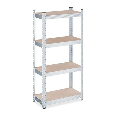 Relaxdays stellingkast, HBD: 120 x 60 x 30 cm, 700 kg, gegalvaniseerd staal, opbergrek garage, schuur, lichtbruin-zilver
