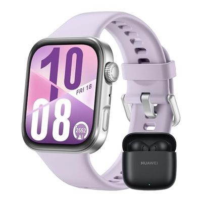 HUAWEI Watch FIT 4 Montre connectée,+ Freebuds SE 2 Noir, 100+ Modes d'entraînement, Ultra-Fine, Tracker d'activité, iOS et Android, GPS, Bluetooth Calls, Garantie prolongée de 6 Mois, Violet