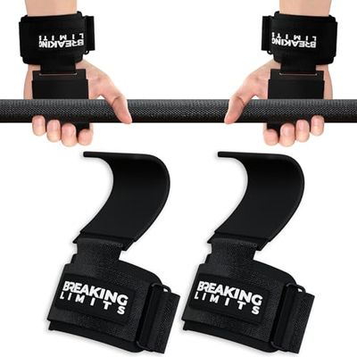 Breaking Limits Hefhaken voor gewichtheffen (paar) - Polshaken voor gewichtheffen, sportschool, deadlifts en pull-ups - haakliftbanden - haakgrepen voor dames en heren