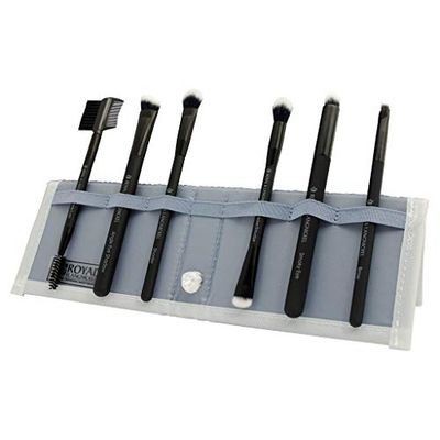 MODA Royal & Langnickel Travel Size Beautiful Eyes 7pc Makeup Brush Set with Pouch, Includes - Angle Shader, Crease Smudger, Eye Shader, Smoky Eye, Brow Liner and Lash Comb Brushes, Black