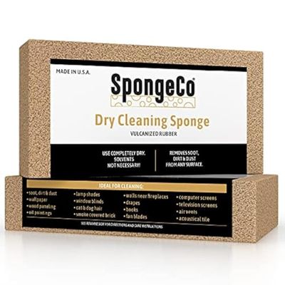 SpongeCo - Dry Cleaning Soot Eraser Sponge 36 Pack - Pet Hair, Smoke, Dust and Dirt Remover, Chemical Sponge (36-3x6x1.5) Natural Latex Rubber Made in The USA