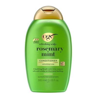 OGX Refreshing Scalp with Rosemary Mint Conditioner, Clarifying Blend to Remove Excess Oil and Residue, Clears Away Buildup, Sulfate Free, 385ml