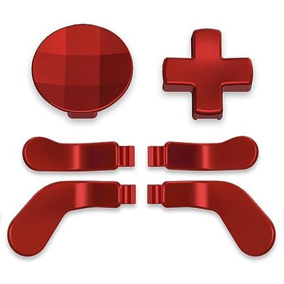 eXtremeRate 6 en 1 D-Pad Acero Inoxidable Magnético Repuesto para Xbox Elite V1/V2 Control Dirección Botón con Paletas Botones Traseros para Xbox Elite & Elite Series 2 Mando(Rojo Escarlata)