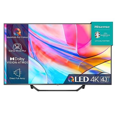 Hisense 43" QLED 4K 2023 43A72KQ, Smart TV VIDAA U6, Dolby Vision, HDR 10+, Game Mode Plus, Alexa Built-in, VIDAA Voice, Tuner DVB-T2/S2 HEVC 10, lativù 4K