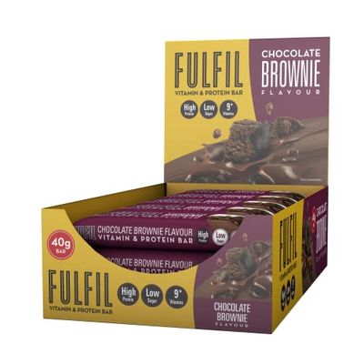 Fulfil Vitamin and Protein Bar (15 x 40 g Bars) - Chocolate Brownie Flavour - 15 g High Protein, 9 Vitamins, Low Sugar