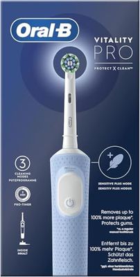 Oral-B Pro Vitality niebieska elektryczna szczoteczka do zębów z 1 głowicą, zaprojektowana przez Braun