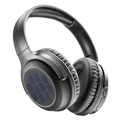 Music Sound SUNBEAT bezprzewodowe słuchawki z panelami słonecznymi - czas odtwarzania 40 godzin - regulowany miękki pałąk - podwójny tryb ładowania: kabel USB-C lub panele słoneczne - czarny
