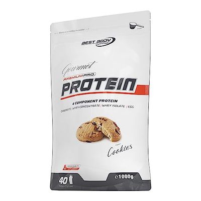 Best Body Nutrition Gourmet Premium Pro Protein, Biscuits, Shake protéiné à 4 composants: Caséinate, concentré de whey, isolat de whey, protéine d'œuf, sachet zippé de 1 kg