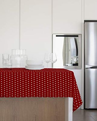 Gemitex tafelkleed van pluche, 140 x 240 cm, van PVC, met rode stippen, gemaakt in Italië