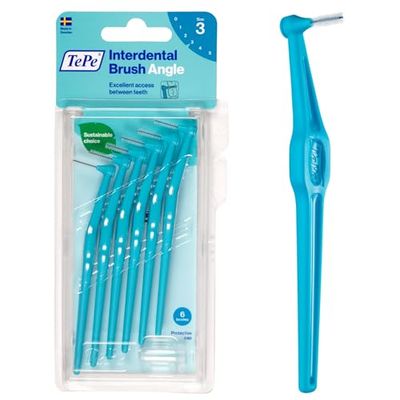 Brossette Interdentaire Angle, Bleu, 0.6mm/ISO 3, 6pcs,élimine la plaque dentaire, nettoyage facile et efficace entre les espaces interdentaires serrés