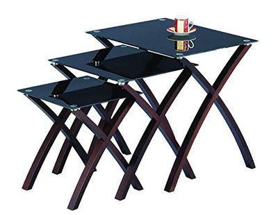 ASPECT Miami bijzettafel, gehard glas, poten van massief hout, mahonie, wengé