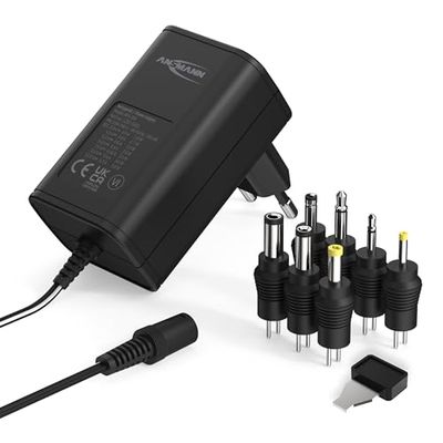 ANSMANN Alimentatore universale 7 spinotti APS 300 3-12V - Caricatore per dispositivi elettronici connettori intercambiabili 300mA tensione regolabile