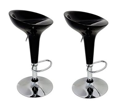 La Silla Española - Pacote de dois tamboretes estilo Rex em PVC cor preta, regulável em altura 44 x 40 x 87 cm, 2 unidades