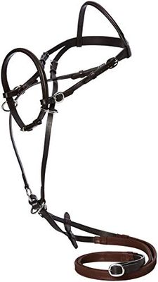Cwell Equine New ** Cross Over ** Bitless Leather Bridle with web grip reins BROWN F/C/P (FULL)