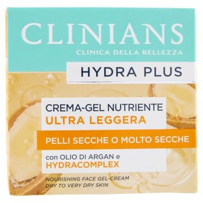 CLINIANS | Hydra Plus Crema-Gel Nutritiva Ultra Ligera, Dermatológicamente Testado, Made in Italy, 50 ml