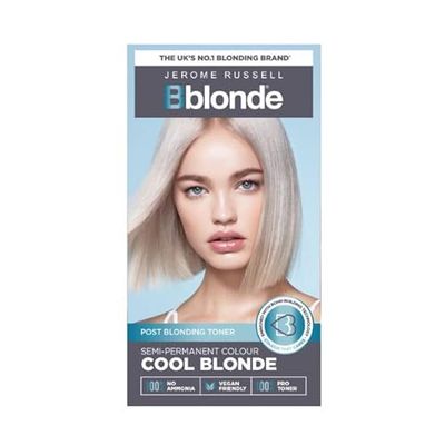 Jerome Russell Bblonde Cool Blonde Post Blonding Toner - Semi Permanent Hair Dye Kit for Pre Lightened & Blonde Hair with Brazil Nut Oil, No Ammonia & Vegan
