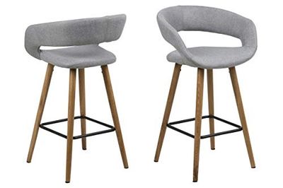 AC Design Furniture Counterstuhl Jack Cadeira de Counterstuhl (56 x 43 x 88,5 cm, tecido de carvalho), cinzento