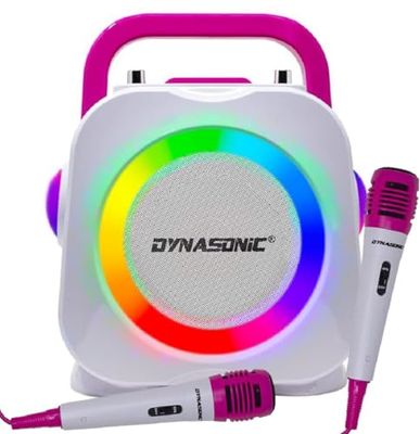 DYNASONIC USB Karaoke con microfono, Regalos Originales para niños niña, Altavoz Recargable|Ligero|Portátil, Juguetes niña 4-13 años (Rosa)