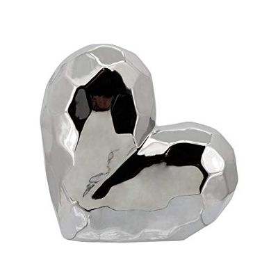 Sagebrook Home Silver Ceramic Heart, 7.75''L x 3.25''W x 7.75''H