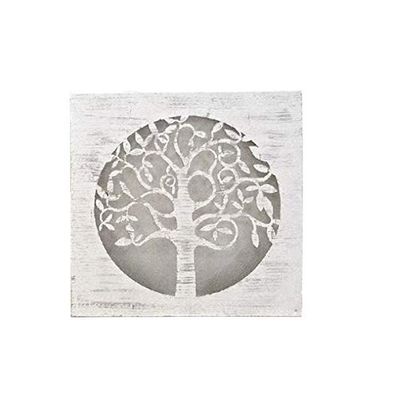 DRW Cuadro Blanco árbol de la Vida Calado 40.00 X 3.00 X 40.00 CM