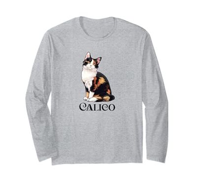 Beautiful Art Illustration Calico Cat Lover Maglia a Manica
