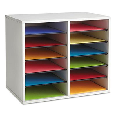 Safco Products Hout verstelbare literatuur organizer, 12 compartimenten 9420GR, grijs, duurzame constructie, verwijderbare planken