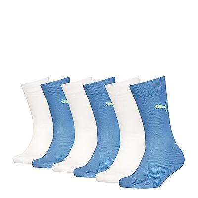 PUMA Unisex barn CLSSC strumpa (6-pack), Blå/vit, 27-30