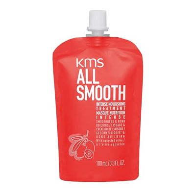 KMS Allsmooth Traitement nourrissant intense pour cheveux moyens à forts, forts, anti-frisottis, anti-frisottis, lissage, olive recyclée, sans silicone, formule végétalienne, 100 ml