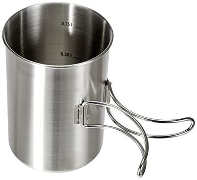 Tatonka Beker handvat mok 850 ml - mok van roestvrij staal - met klapgrepen en volumeschaal - compatibel met Nalgene brede hals 1L, zilver