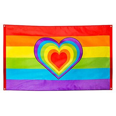 Boland 44721 - Drapeau en polyester arc-en-ciel, multicolore, taille 90 x 150 cm, avec Sillets métalliques, cSur, Christopher Street Day, hippie, homosexualité, décoration