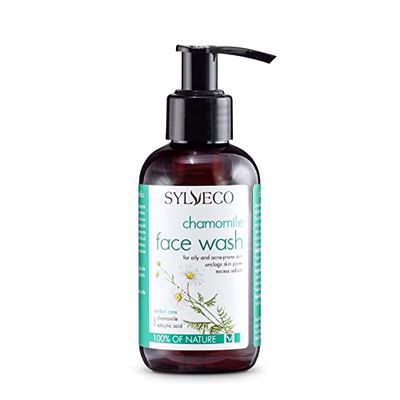 SYLVECO Kamomill, ansiktsrengöring, gel, 150 ml, ansiktstvätt med salicylsyra (2%) för känslig hud – vegansk ansiktstvättgel för kvinnor och män