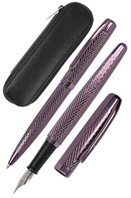 Online Eleganza Diamond Wine I include penna a sfera, penna stilografica, custodia in vera pelle, 3 pezzi, in confezione regalo, penna stilografica per cartucce standard, Kulli con cartuccia grande G2