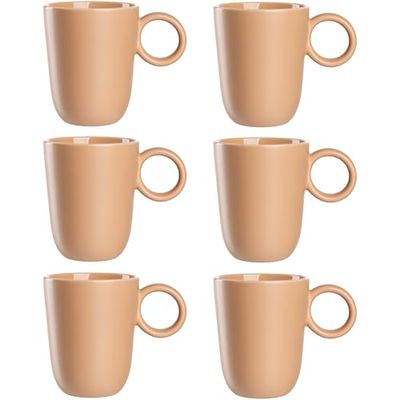 LEONARDO HOME Kaffekopp ROMA set om 6 • Innehåll 400 ml • Modern mugg med handtag • Handgjord av högkvalitativ keramik • stapelbar • diskmaskins- och mikrovågsugnssäker • aprikos • 027267