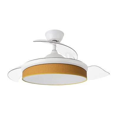 Eden pulse ventilator, wit en geel, 72 W, 7200 lm, 3 uitklapbare vleugels, afstandsbediening, geheugen, timer, 37/52 x 40/91 cm