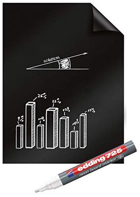 Legamaster 7-159200 Magic-Chart Blackboard, Fogli elettrostatici riposizionabili include 25 fogli (60 x 80 cm), Nero