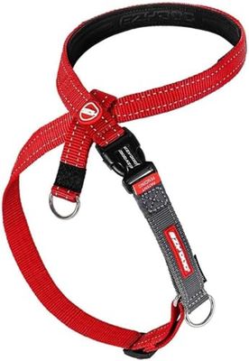 EzyDog Anti-trektuigje voor honden, crosscheck hondenharnas voor kleine, middelgrote en grote honden, hondentrainingsaccessoires, reflecterend, in grootte verstelbaar (XS, rood)