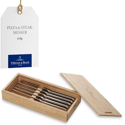 Villeroy & Boch – Oscar Couteau à Steak 6 Pièces Argent/Platine, Garanti Lave-Vaisselle, Couverts De Table, Couteaux à Steak, Menagere, Ensemble Couvert, Set De Couverts De Table, Acier Inoxydable
