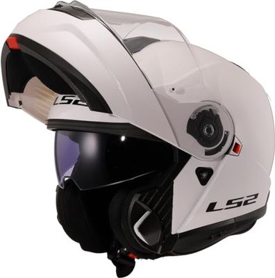 LS2 Motorcycle Helmet. Modular / Flip Front. FF908 STROBE II GLOSS WHITE-06 (XS) 53-54cm