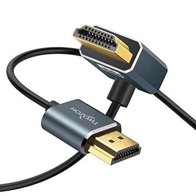 Twozoh Flexibele HDMI naar HDMI kabel Omhoog 270° 2M, Ultra dunne en slanke HDMI kabel ondersteuning 3D/4K @60Hz