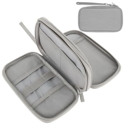 ASelected Elektroniska tillbehör organisationsväska tillbehörsväska dubbla lager förvaringsväska resekabel förvaringsväska USB-kabel laddare spelkort strömkabel (grå), Grå, Normal