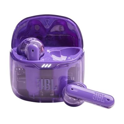 JBL Tune Flex Ghost Earbuds, Draadloze in-ear Bluetooth koptelefoon, met ruisonderdrukking en 32 uur Batterijduur, Waterbestendig, in Purple Ghost
