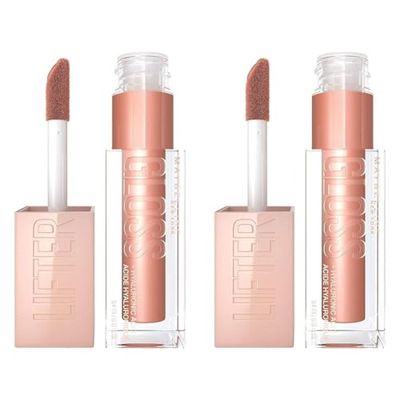 Maybelline New York Lifter Gloss, Plumping & Hydrating Lip Gloss with Hyaluronic Acid, 5.4 ml, Shade: 008, Stone (Pack of 2)