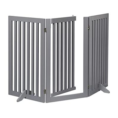 Relaxdays Barrière de sécurité Non Fixe, Porte, Pliable, Pieds, H x L : 92 x 154 cm, pour Enfants et Chiens, Grise