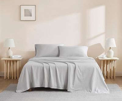 Linen Closet Lichtgrijze set met twee lakens van biologisch katoen