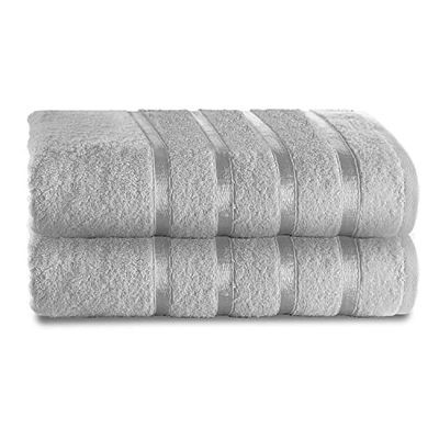 Gaveno Cavailia Lot de 3 Grandes Serviettes de Bain de Luxe 500 g/m², Extra absorbantes de qualité supérieure, 100 % Coton, égyptien, argenté, 80 x 140 cm