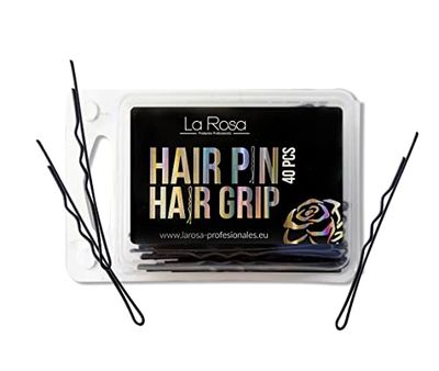LaRosa Poignées pour cheveux ondulés 6 cm - En forme de U - En métal solide - Pour les salons de coiffure - 1 paquet de 40 pièces - Brun
