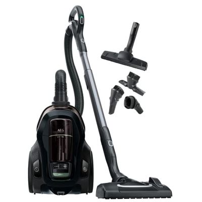 AEG LX9-3-ÖKO Aspiradora de Trineo Sin Bolsa de Potencia, Gran Filtración, Fácil Vaciado, Radio de acción de 12m, 72dB de Ruido, Cepillo Suelos Duros, 650W,Depósito de 1.6L,Negro/Verde