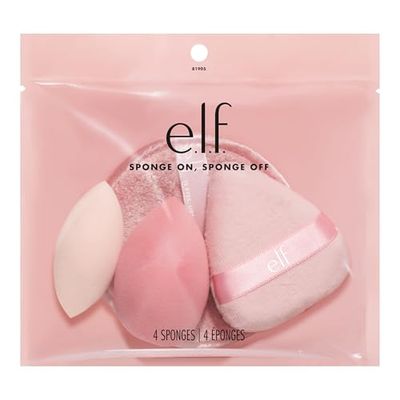 e.l.f. 80000 set di 4 spugnette da trucco per applicare perfettamente, sfumare e rimuovere il trucco del viso, vegane e cruelty-free