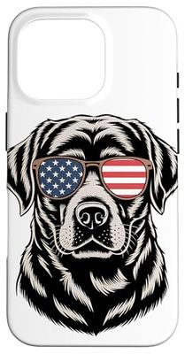 Patriotic Labrador Retriever Dog American Flag Sunglasses Case for iPhone 16 Pro